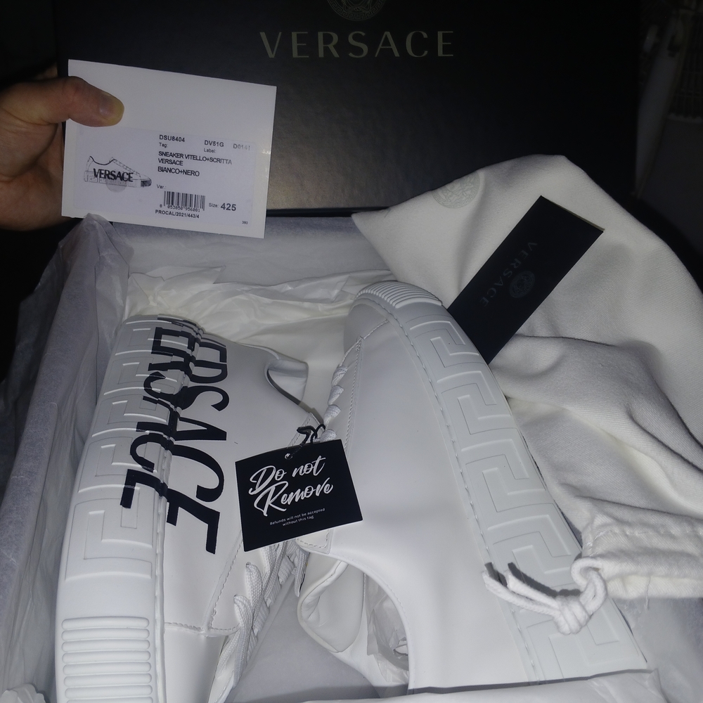 Versace Greca Logo Sneakers, NWT IT42.5